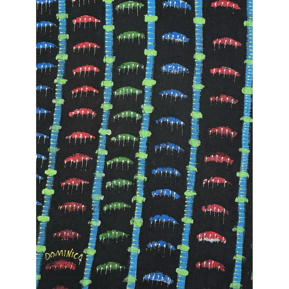 Vintage Art Hand Pained Shirt Striped Geometric Graphics - Men's XL/L